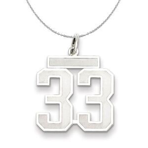 Sterling Silver, Jersey Collection, Medium Number 33 Necklace - 24 In